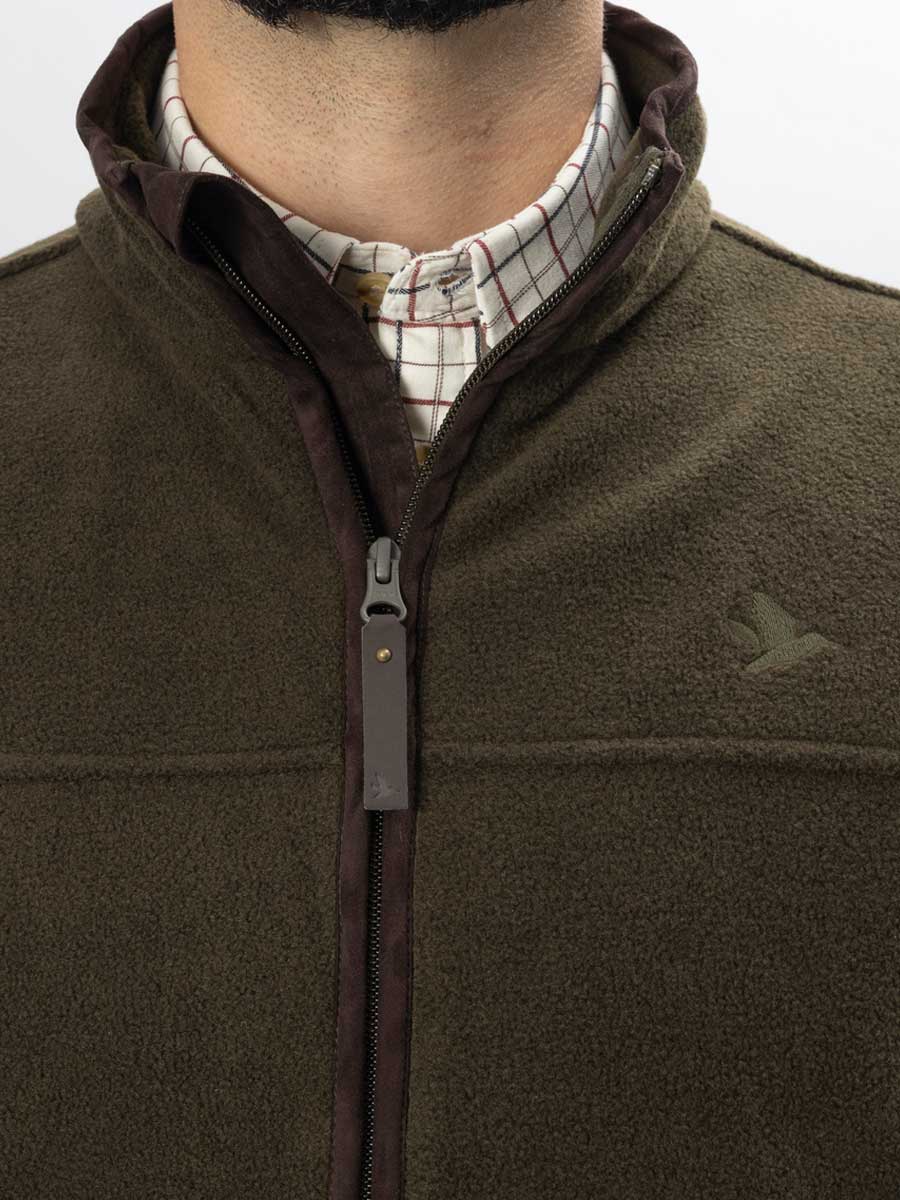 SEELAND Woodcock Earl Fleece Waistcoat - Mens - Pine Green Melange