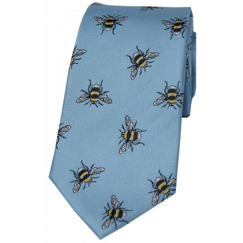 SOPRANO Bumble Bee Luxury Silk Tie - Sky