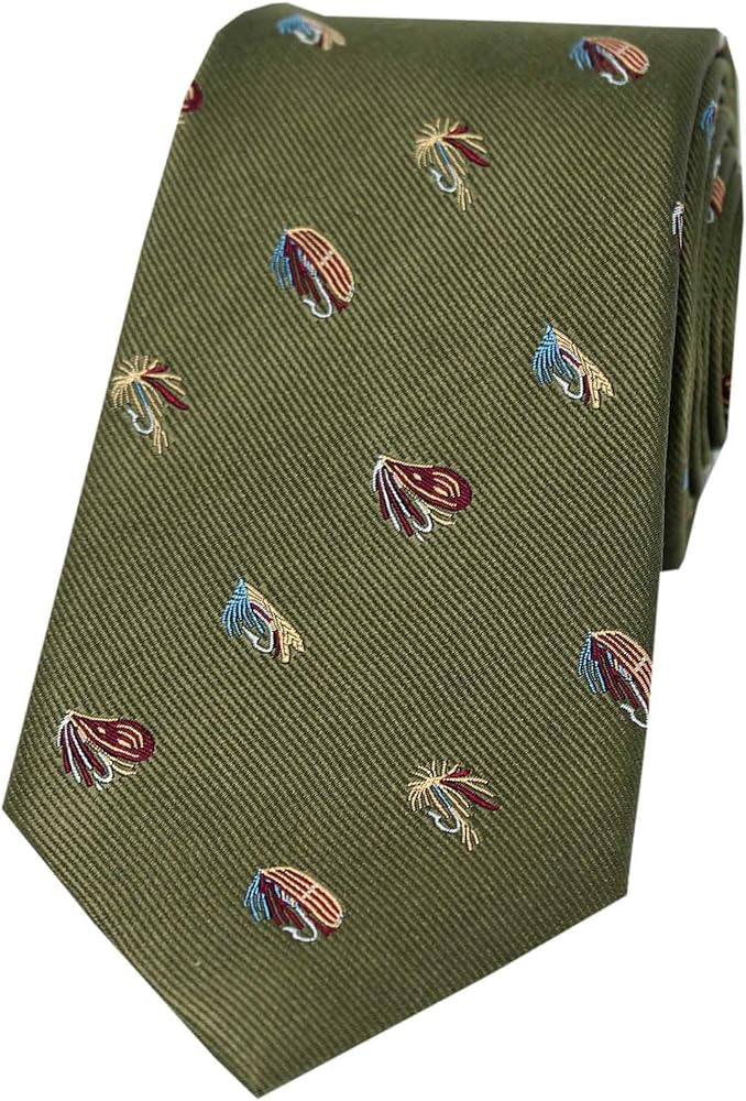 SOPRANO Fishing Flies Country Silk Tie - Country Green