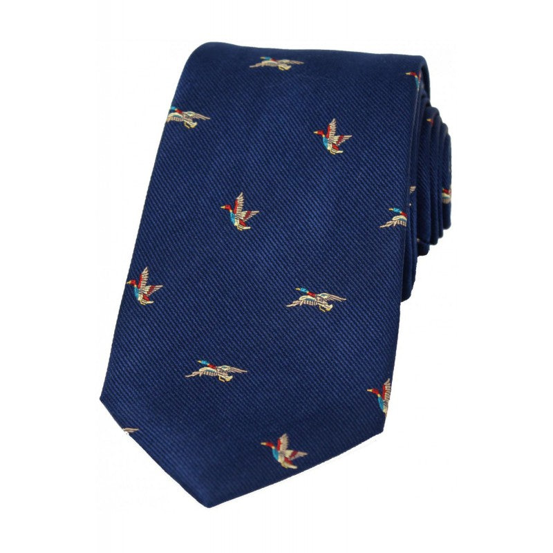 SOPRANO Flying Ducks Silk Country Tie - Blue