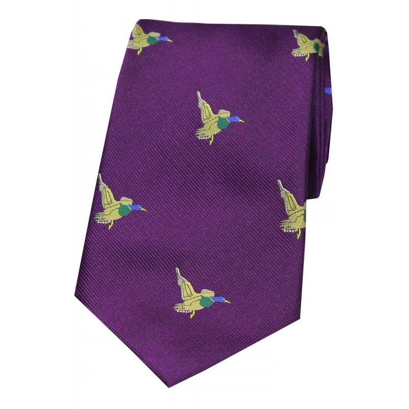 SOPRANO Flying Ducks Silk Country Tie - Purple