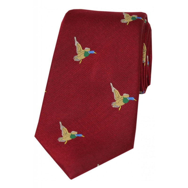 SOPRANO Flying Ducks Silk Country Tie - Red