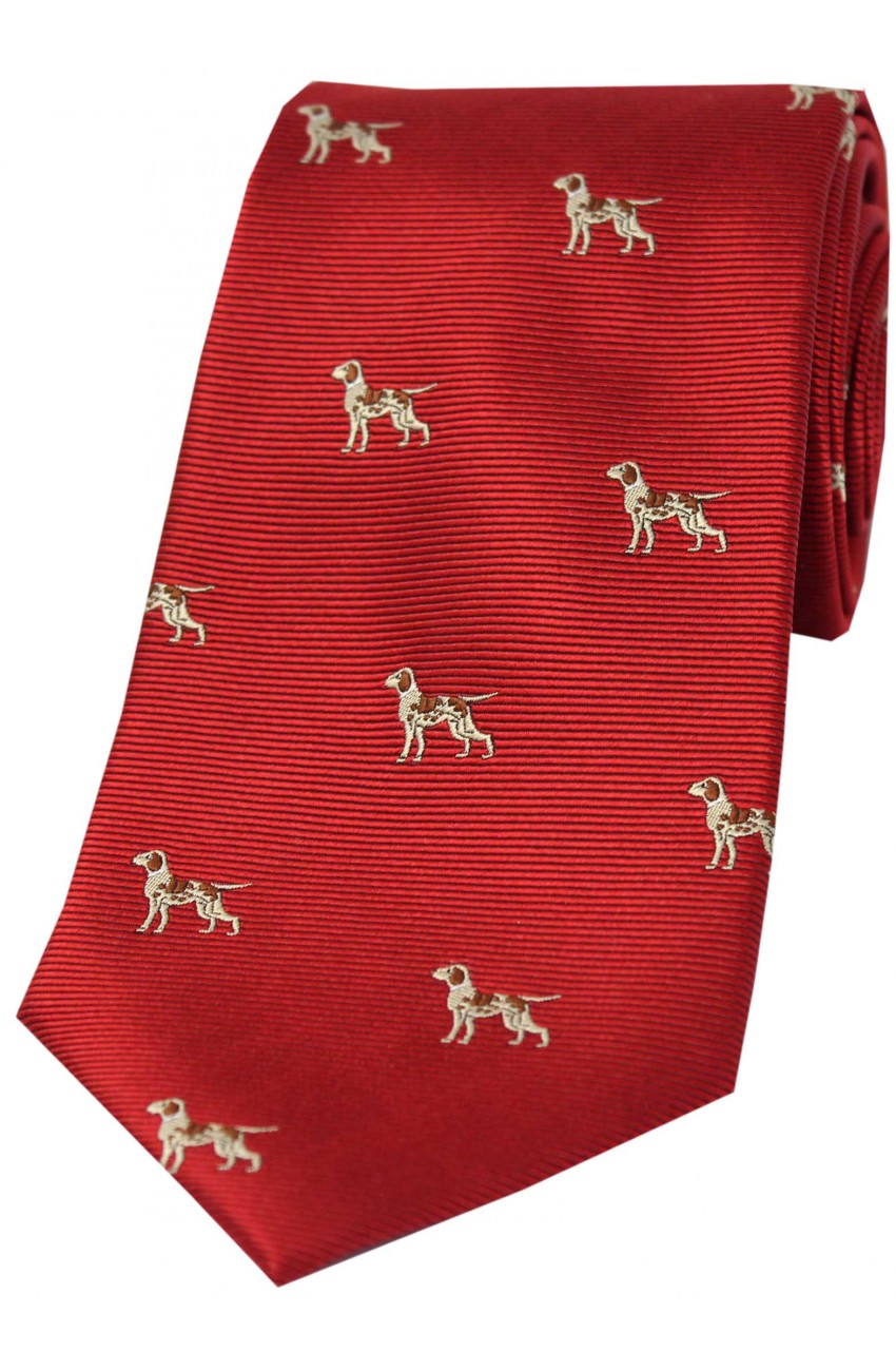 SOPRANO Fox Hounds Silk Country Tie - Red