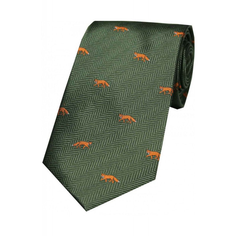 SOPRANO Foxes Silk Country Tie - Racing Green