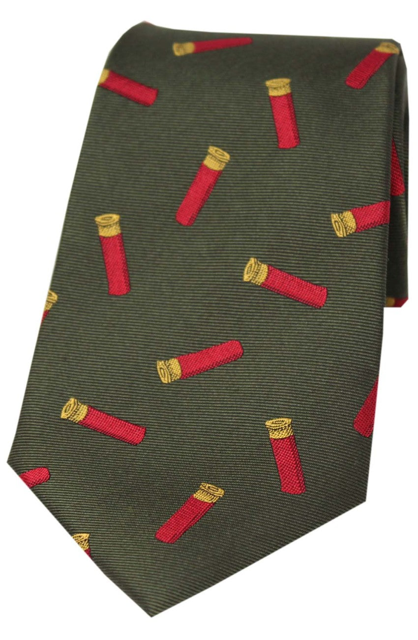 SOPRANO Gun Cartridges Woven Silk Country Tie - Green