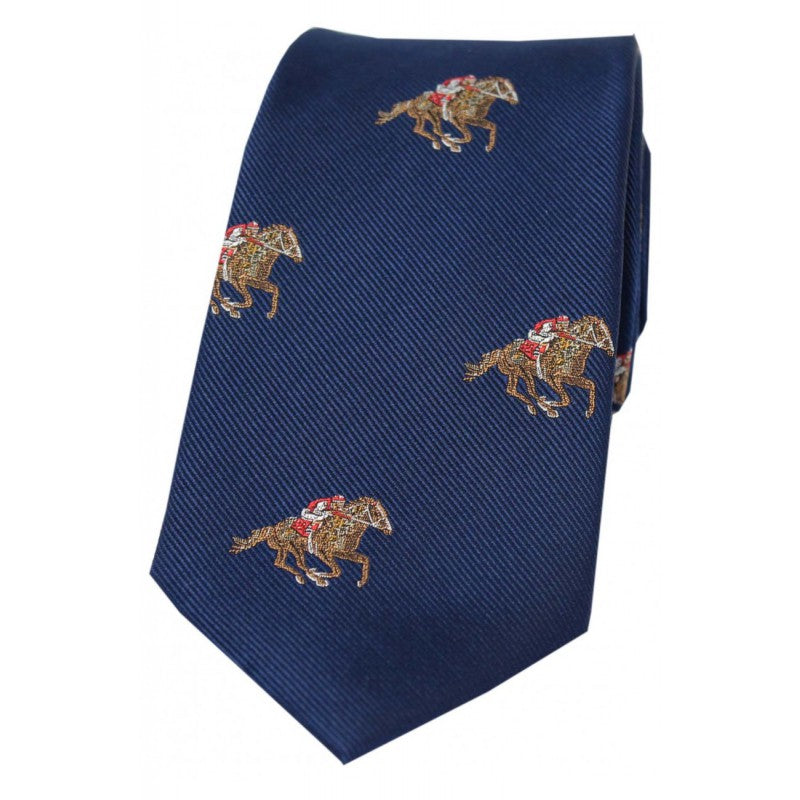 SOPRANO Jockeys & Horses Silk Country Tie - Blue
