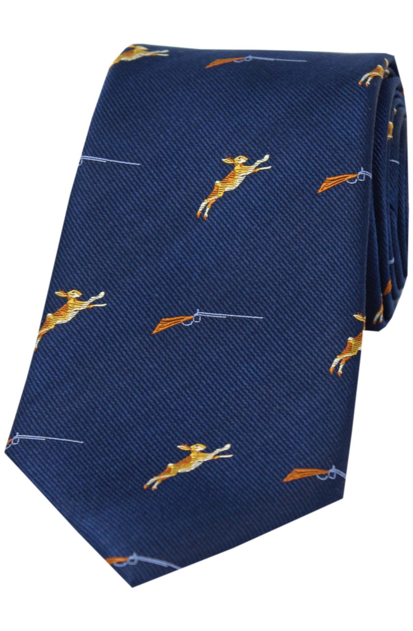 SOPRANO Hares & Shotguns Country Silk Tie - Blue