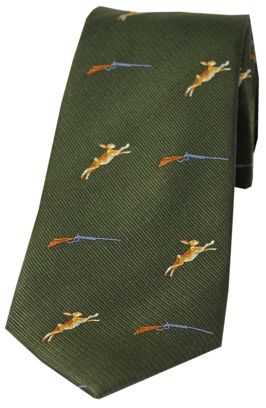 SOPRANO Hares & Shotguns Country Silk Tie - Country Green