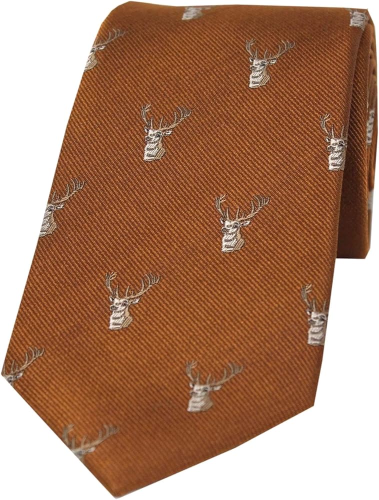 SOPRANO Stags Head Silk Country Tie - Rust