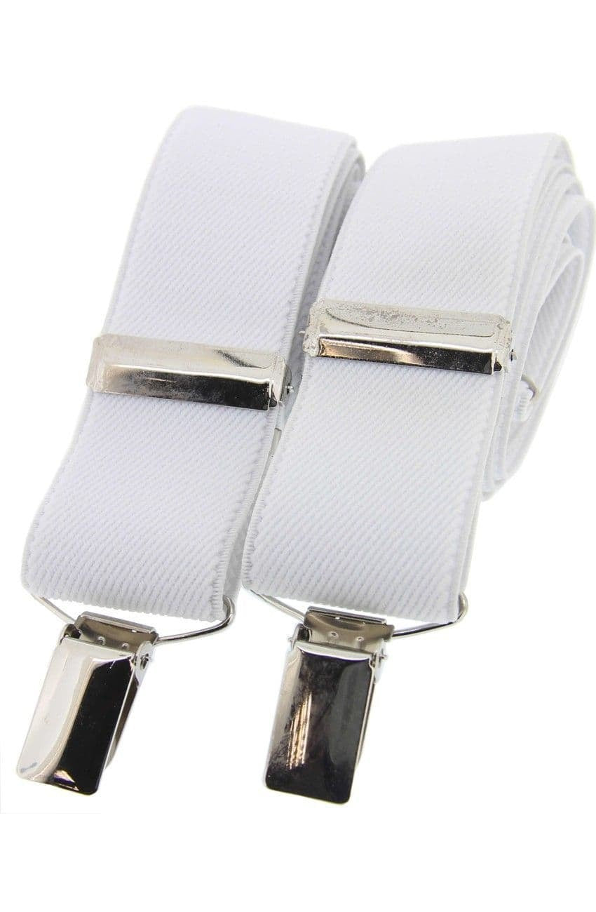 SOPRANO Classic Adjustable Trouser Braces - 35mm X Style - White