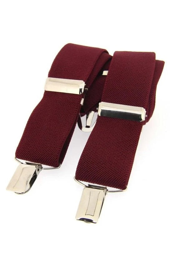 SOPRANO Classic Adjustable Trouser Braces - 35mm X Style - Wine