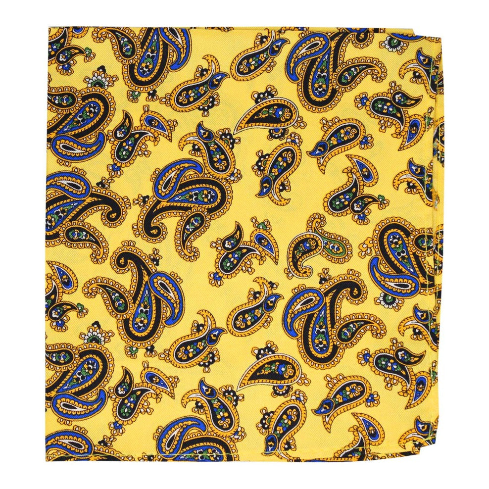 Soprano Gold  Ground Large Paisley Design Pocket Square