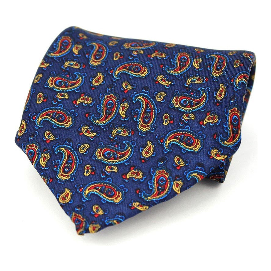 Soprano Silk Twill Navy Paisley Pocket Square