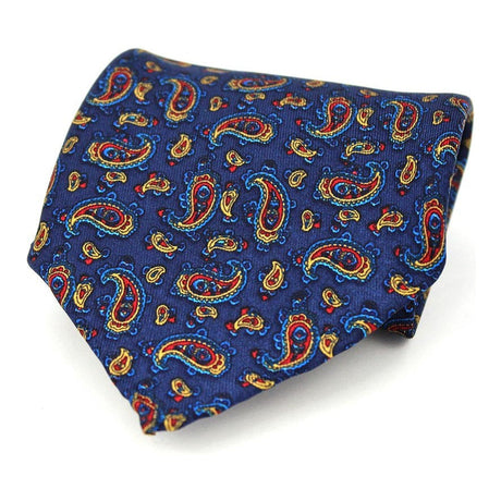Soprano Silk Twill Navy Paisley Pocket Square