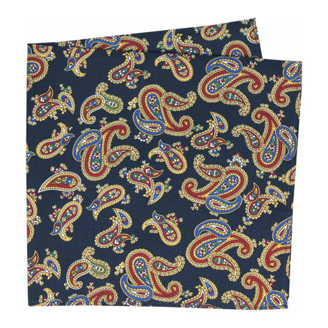 Soprano Navy Large Paisley Silk Pocket Square