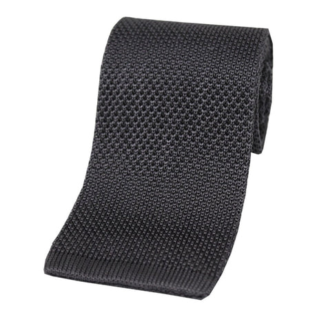 Soprano Slate Grey Plain Knitted Silk Tie