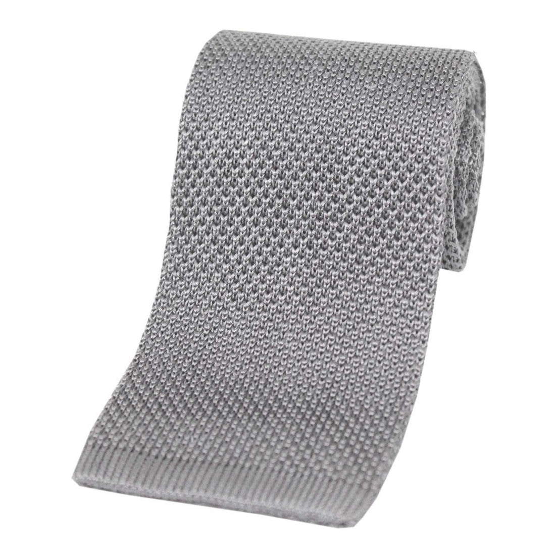 Soprano Silver Plain Knitted Silk Tie
