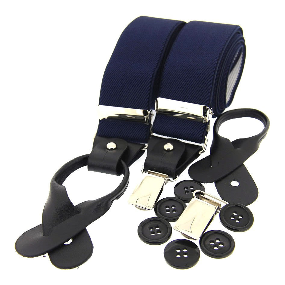 Soprano Navy 35mm Leather End Braces
