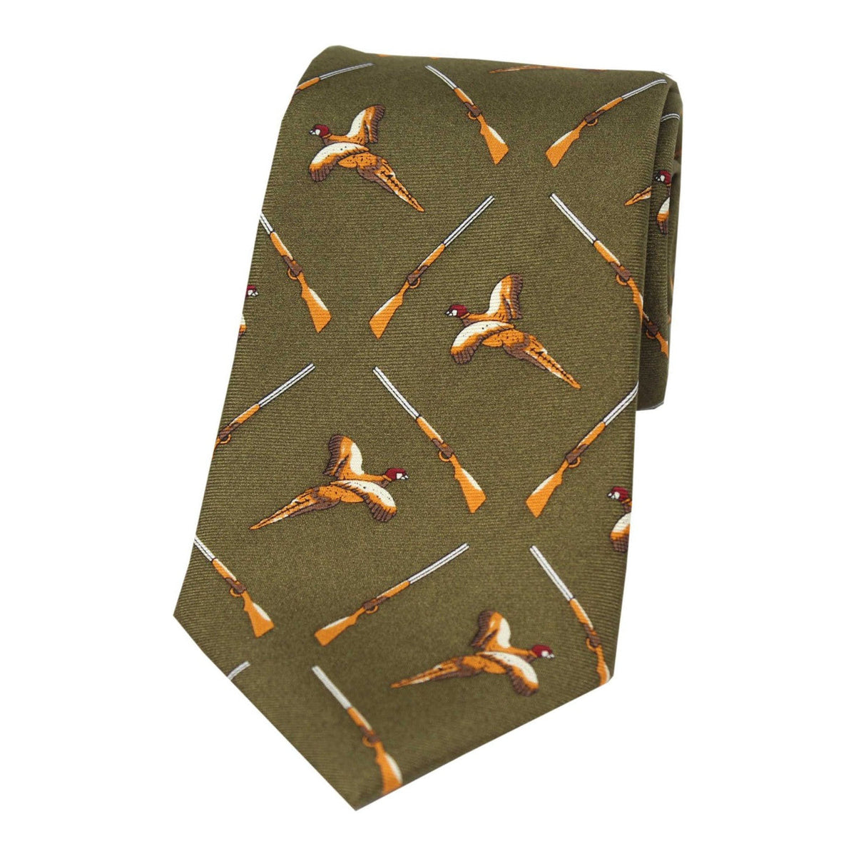 Soprano Country Green Flying Pheasant and Shotgun Country Silk Tie