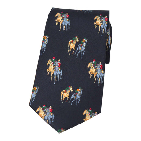 Soprano Final Furlong On Navy Ground Country Silk Tie
