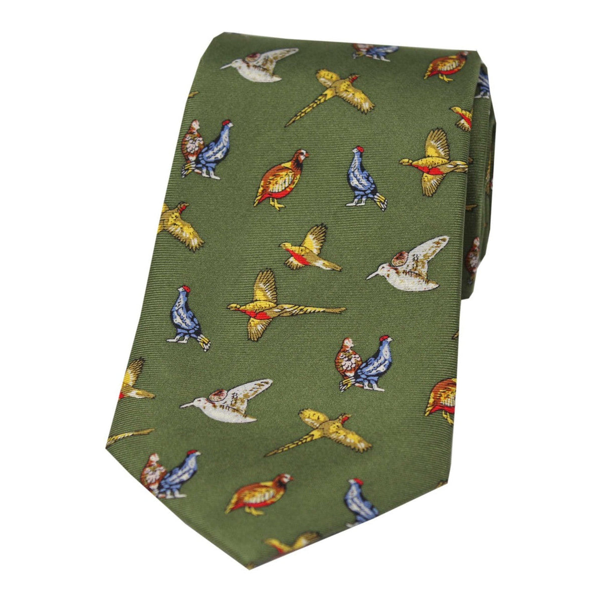 Soprano Country Birds On Country Green Ground Country Silk Tie