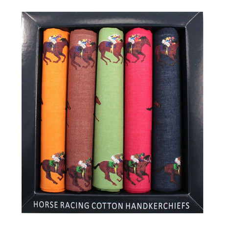 Soprano Five Pack Multi Coloured Horse Racing Themed Cotton Hankies