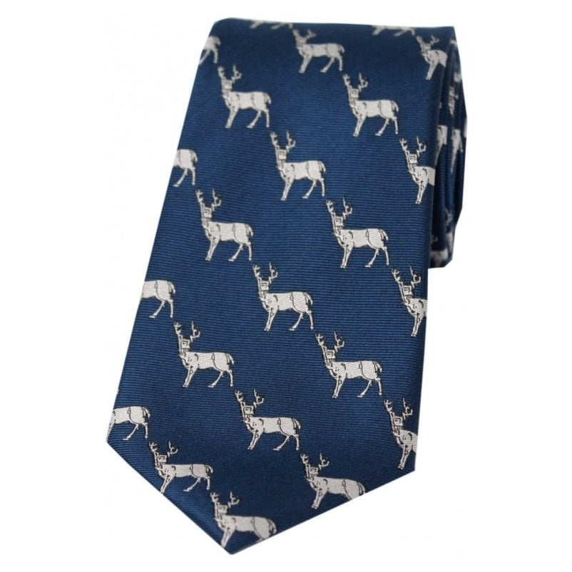 SOPRANO Standing Stags Silk Country Tie - Blue