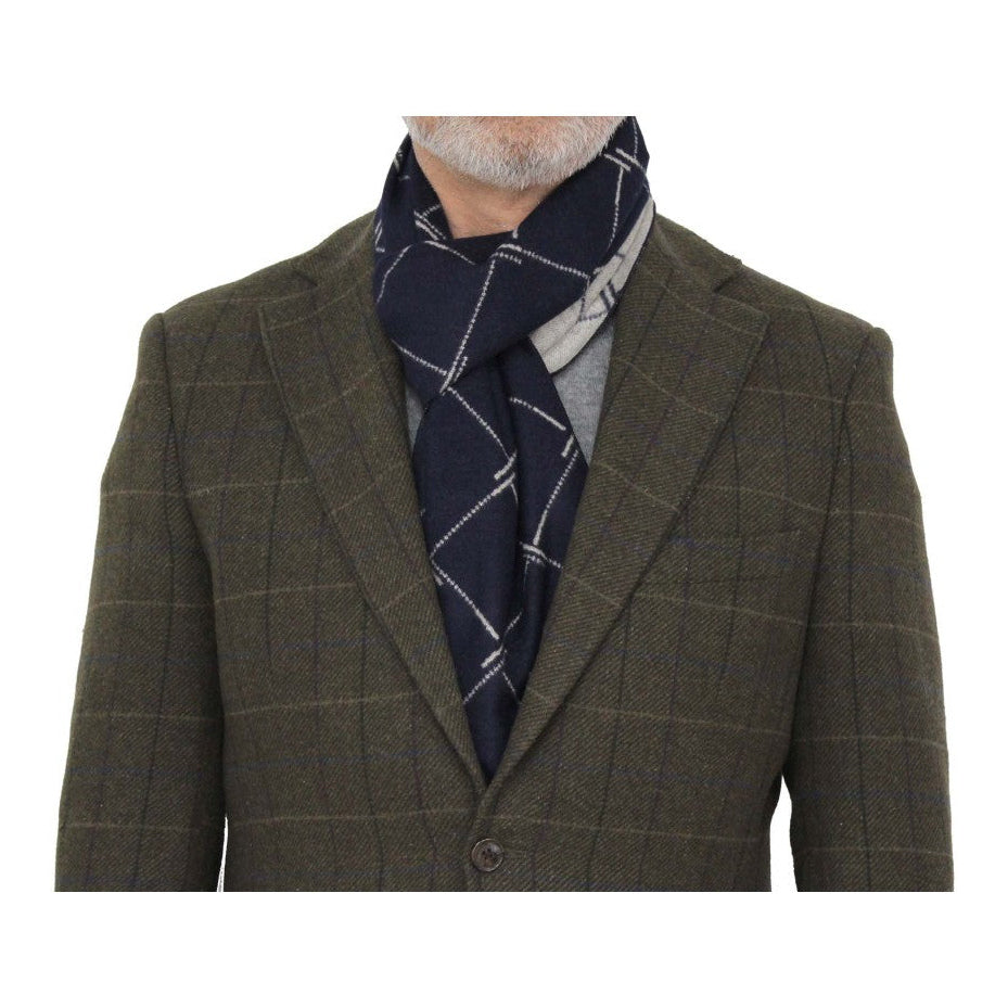 Erwin & Morris Navy Large Diamonds Scarf Supplied In A gift Box