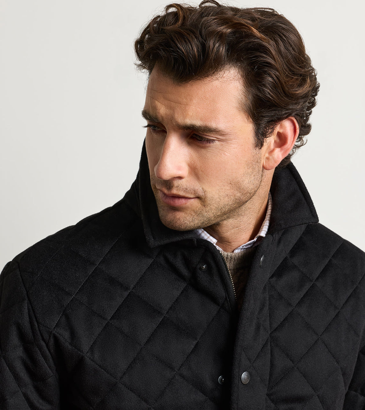 Peter Millar 25th Anniversary Cashmere Suffolk Jacket in Black - fabric detail
