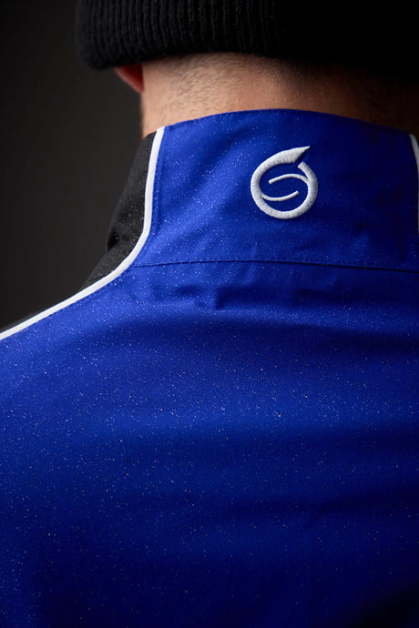 SUNDERLAND Matterhorn Men's Chest and Sleeve Panel Waterproof Golf Jacket - Men's - Mulberry / Navy / Silver