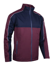 SUNDERLAND Matterhorn Men's Chest and Sleeve Panel Waterproof Golf Jacket - Men's - Mulberry / Navy / Silver