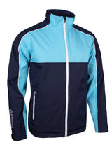 SUNDERLAND Matterhorn Men's Chest and Sleeve Panel Waterproof Golf Jacket - Men's - Navy / Aqua / White