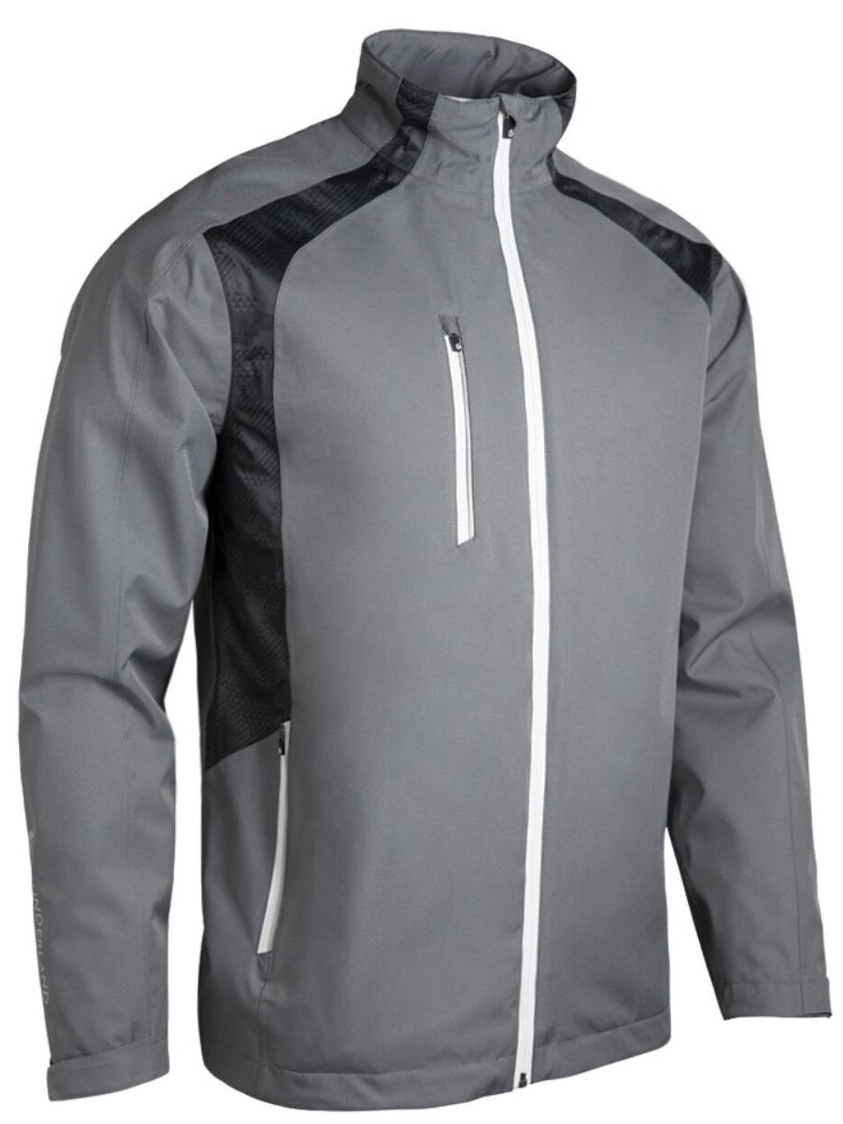 SUNDERLAND Valberg Zip Front Stretch Waterproof Golf Jacket - Mens - Gunmetal / Black Camo / White