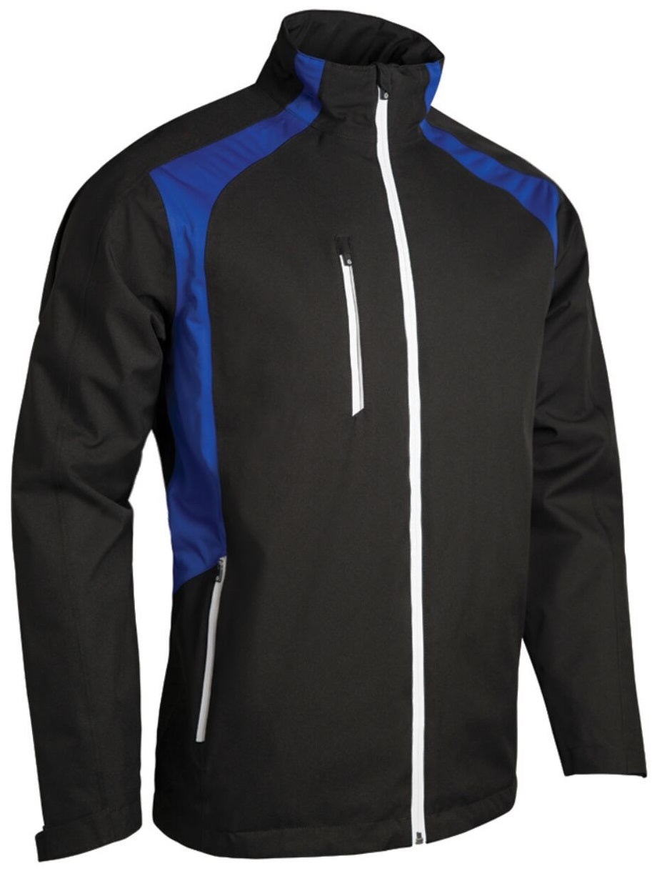 SUNDERLAND Valberg Zip Front Stretch Waterproof Golf Jacket - Mens - Black / Electric Blue / White