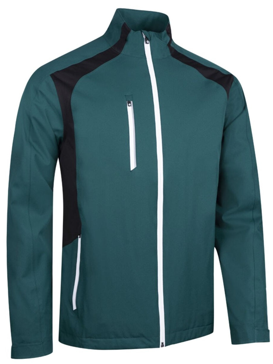 SUNDERLAND Valberg Zip Front Stretch Waterproof Golf Jacket - Mens - Evergreen / Black / White