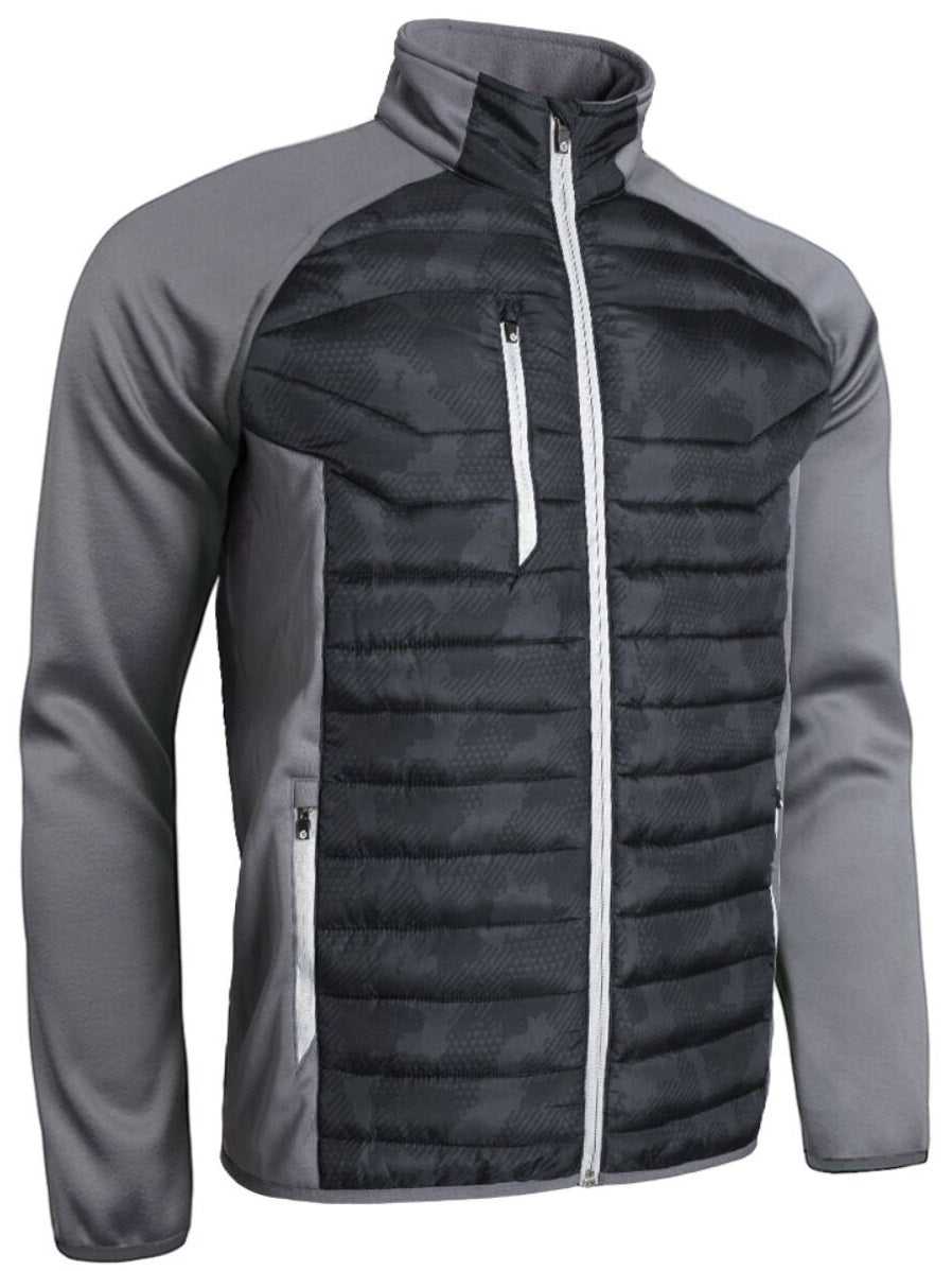 SUNDERLAND Zermatt Zip Front Performance Golf Jacket - Mens - Black Camo / Gunmetal / Silver