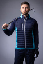 Load image into Gallery viewer, SUNDERLAND Zermatt Zip Front Performance Golf Jacket - Mens - Navy / Aqua / White

