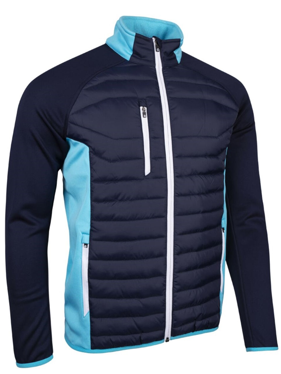 SUNDERLAND Zermatt Zip Front Performance Golf Jacket - Mens - Navy / Aqua / White