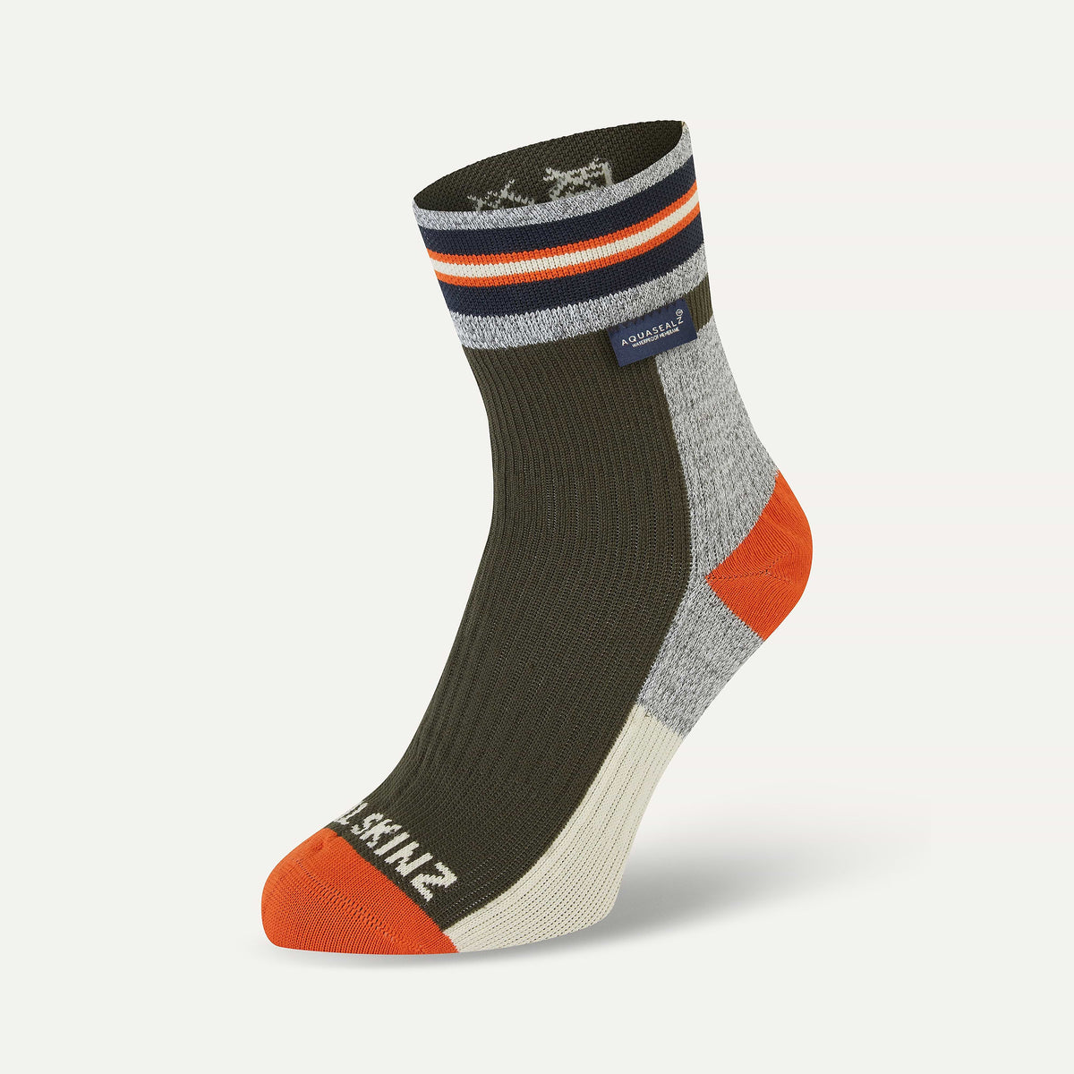 SEALSKINZ Surlingham Waterproof All Weather Ankle Length Striped Cuff Sock - product view 1