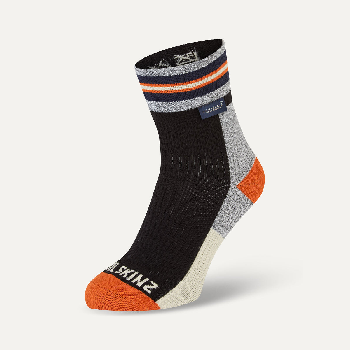 SEALSKINZ Surlingham Waterproof All Weather Ankle Length Striped Cuff Sock - product view 3