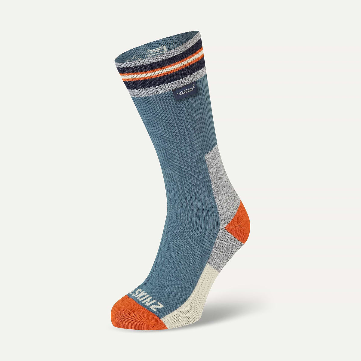 SEALSKINZ Surlingham Waterproof All Weather Mid Length Striped Cuff Sock - product view 1