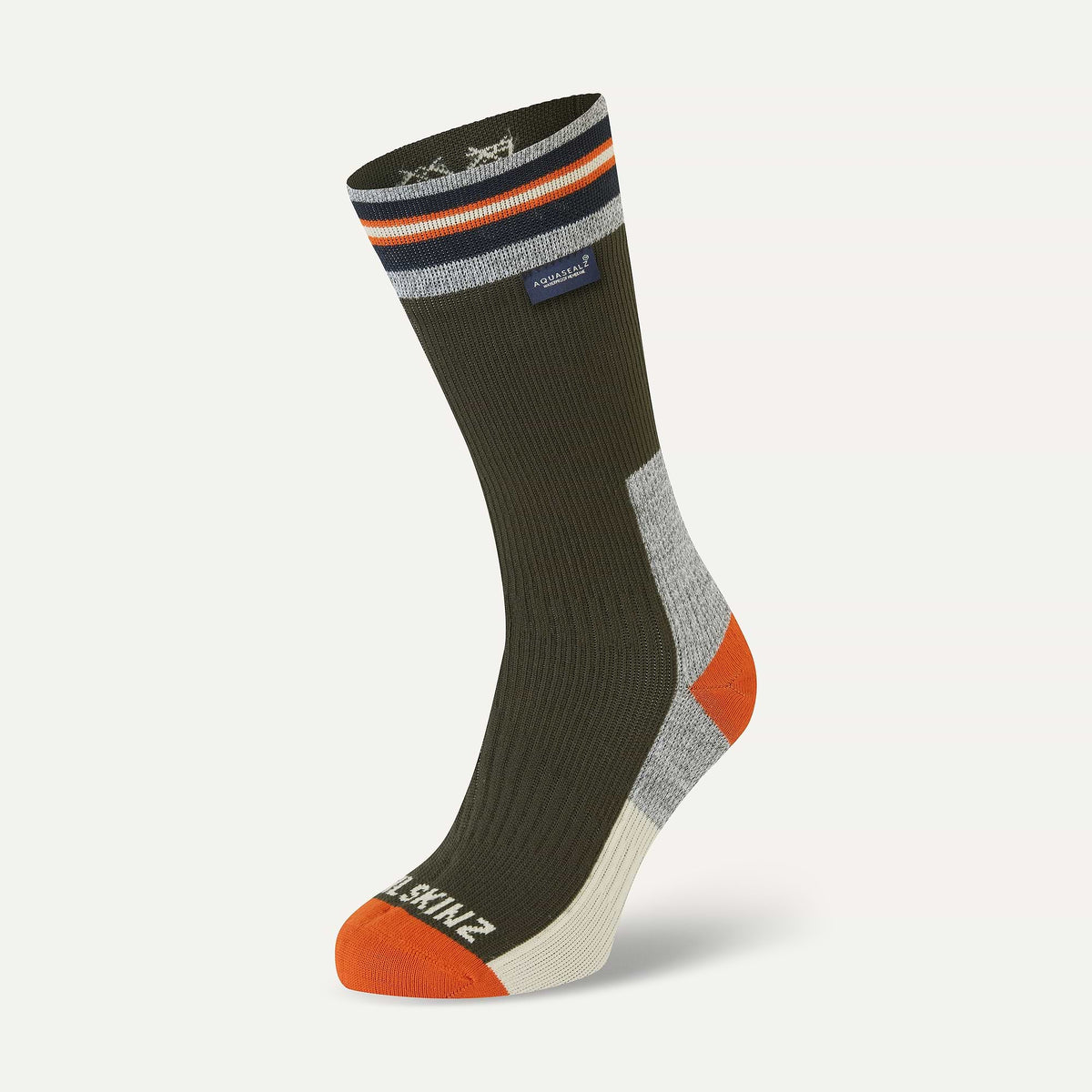SEALSKINZ Surlingham Waterproof All Weather Mid Length Striped Cuff Sock - product view 2