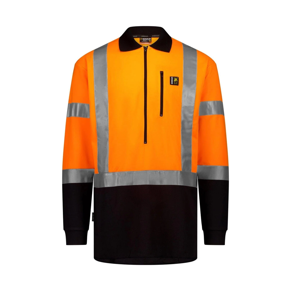SWAZI Hi Vis Climb-Max Reflective Long Sleeve Polo - Mens - Blaze/ Black