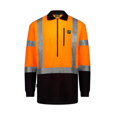 SWAZI Hi Vis Climb-Max Reflective Long Sleeve Polo - Mens - Blaze/ Black
