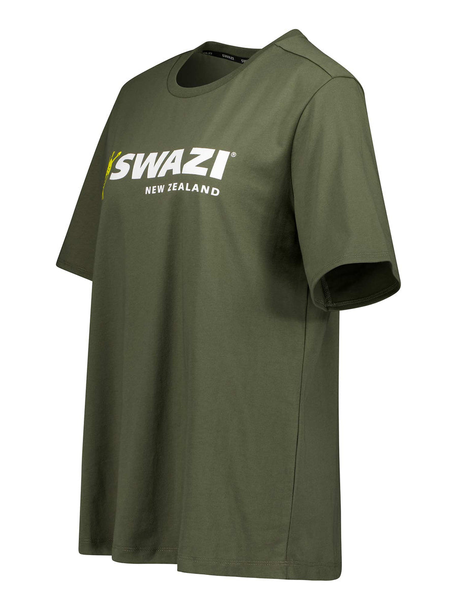 SWAZI Logo T-Shirt Womens Ranger, angled view