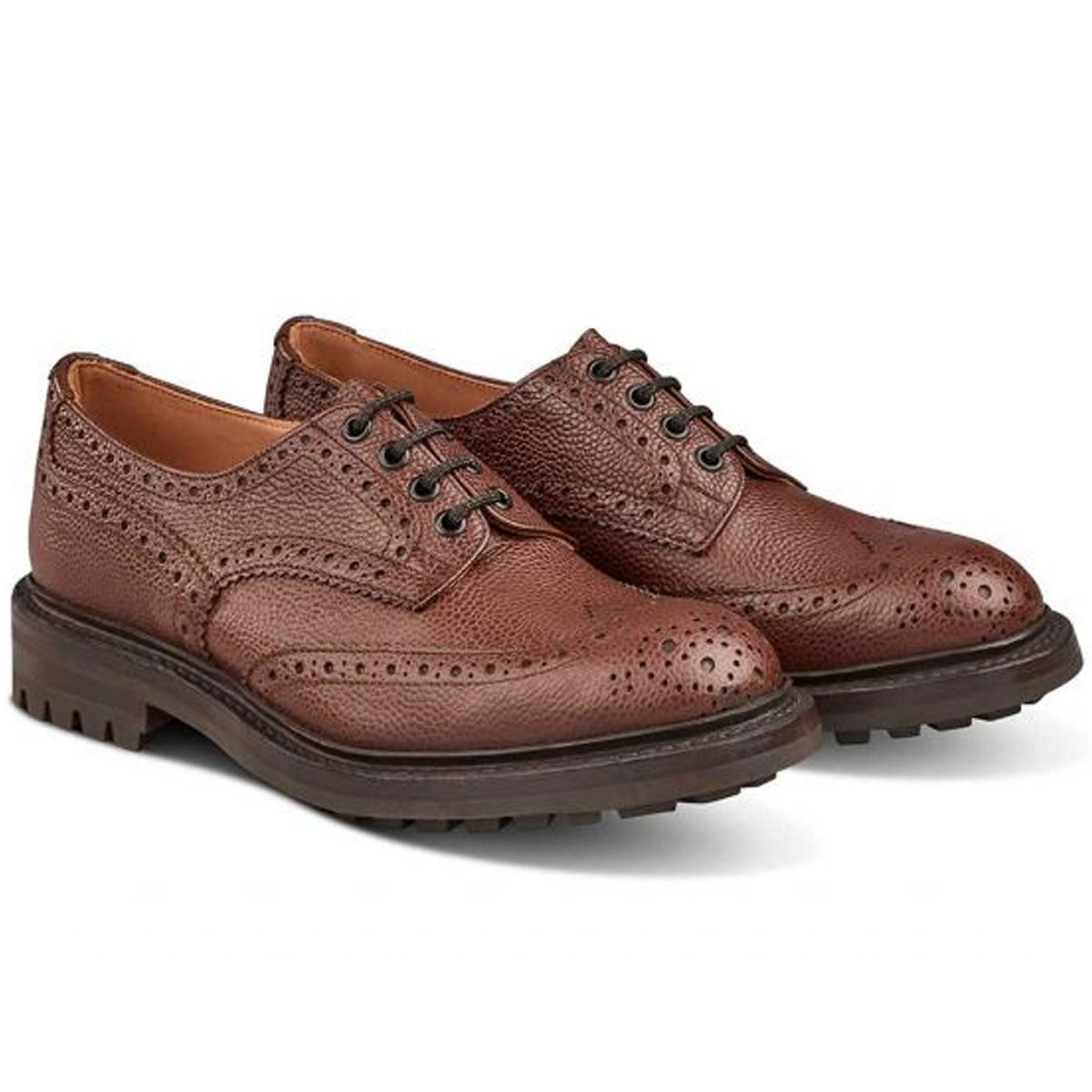 TRICKER'S Ilkley Country Brogue Shoes - Mens Commando Sole - Brown