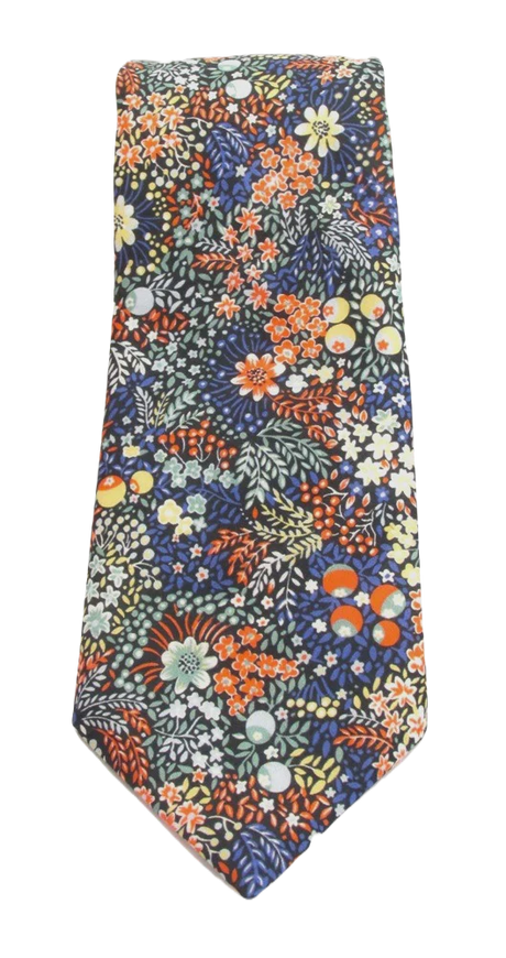 VAN BUCK Liberty Print Cotton Tie & Pocket Square - Elderberry