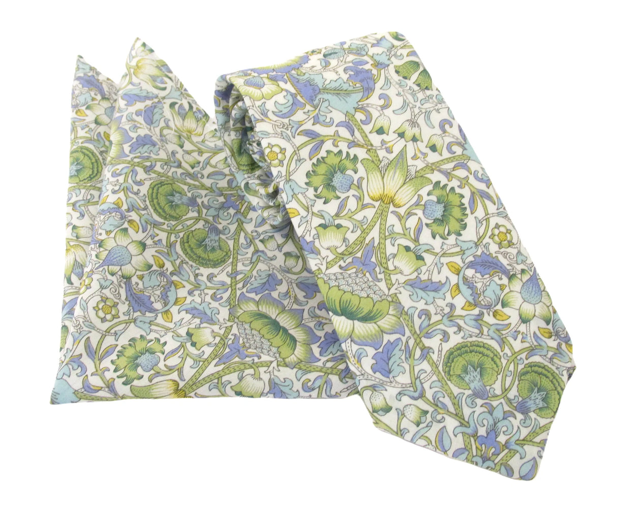VAN BUCK Liberty Print Cotton Tie & Pocket Square - Lodden Olive