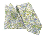 VAN BUCK Liberty Print Cotton Tie & Pocket Square - Lodden Olive