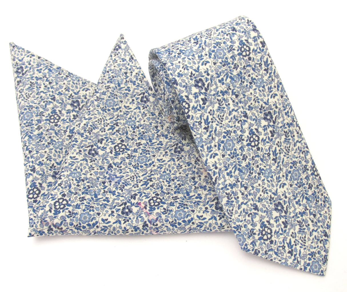 VAN BUCK Liberty Print Cotton Tie & Pocket Square - Katie & Millie Blue